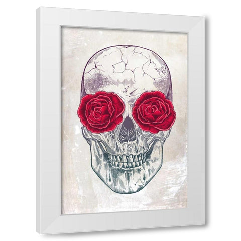 Skull and Roses White Modern Wood Framed Art Print by Caldwell, Rachel