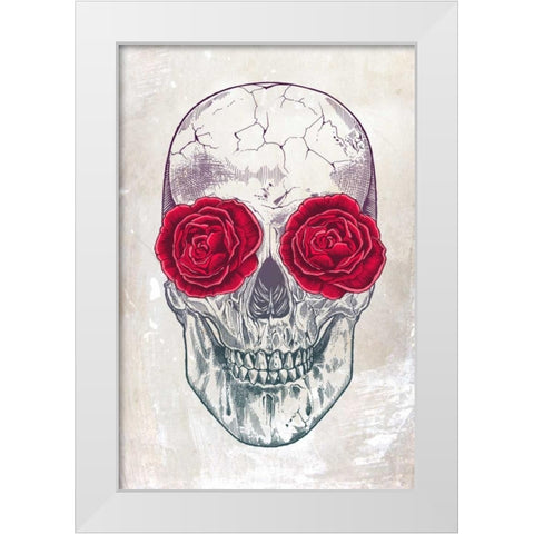 Skull and Roses White Modern Wood Framed Art Print by Caldwell, Rachel