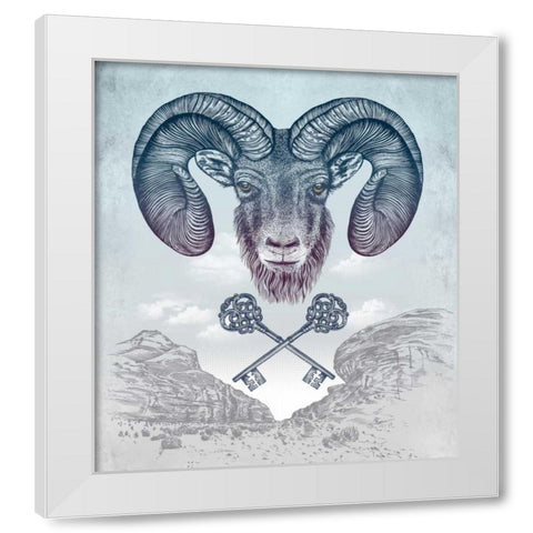Ram White Modern Wood Framed Art Print by Caldwell, Rachel