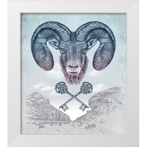 Ram White Modern Wood Framed Art Print by Caldwell, Rachel