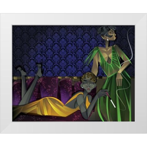 Two Women White Modern Wood Framed Art Print by Campbell, Jaleel