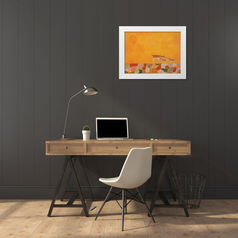 Fawns At Dawn White Modern Wood Framed Art Print by Craig, Casey