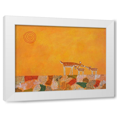 Fawns At Dawn White Modern Wood Framed Art Print by Craig, Casey