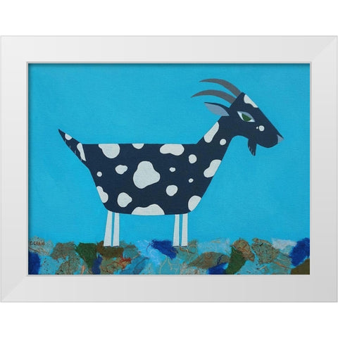 Fergus The Goat White Modern Wood Framed Art Print by Craig, Casey