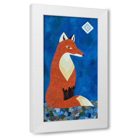 Fox Under Diamond Moon White Modern Wood Framed Art Print by Craig, Casey