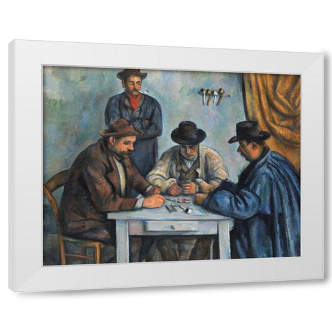 The Card Players White Modern Wood Framed Art Print by Cezanne, Paul