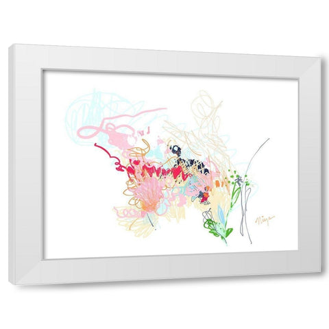 Delicate Florals White Modern Wood Framed Art Print by Christine, Niya