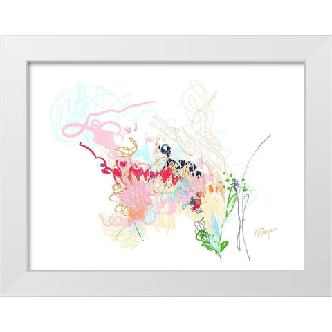 Delicate Florals White Modern Wood Framed Art Print by Christine, Niya