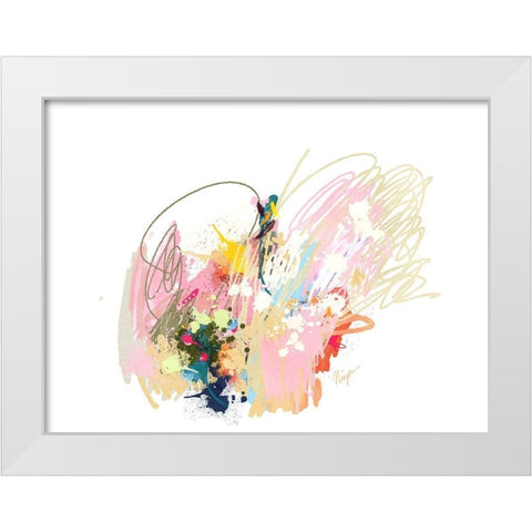 Pink Abstract White Modern Wood Framed Art Print by Christine, Niya