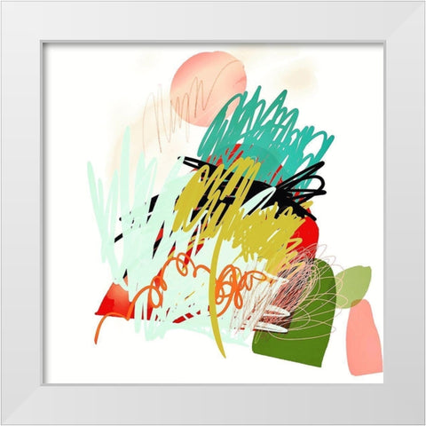 Happy Hills White Modern Wood Framed Art Print by Christine, Niya