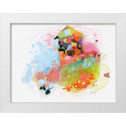 Happy House White Modern Wood Framed Art Print by Christine, Niya