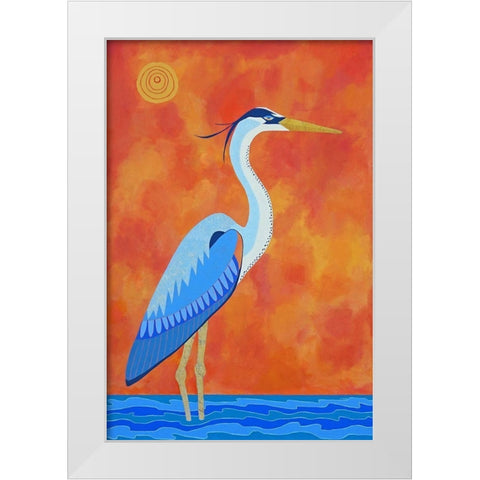 Blue Heron White Modern Wood Framed Art Print by Craig, Casey
