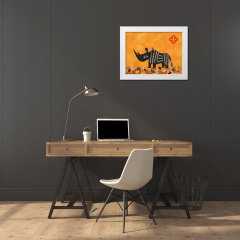 Rhino with Summer Sky White Modern Wood Framed Art Print by Craig, Casey