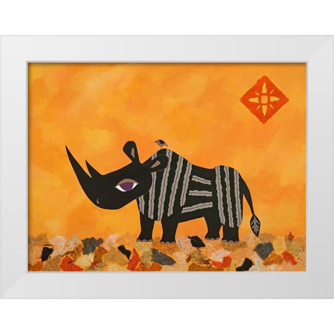Rhino with Summer Sky White Modern Wood Framed Art Print by Craig, Casey