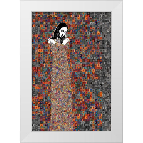El Abrazo White Modern Wood Framed Art Print by Cacho, Jose