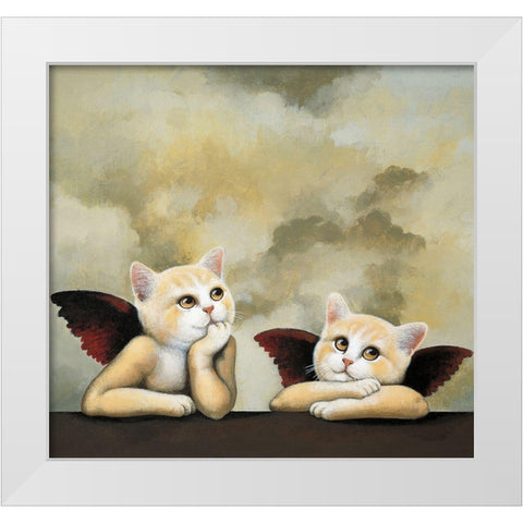 Raphael Cat White Modern Wood Framed Art Print by Chameleon Design, Inc.