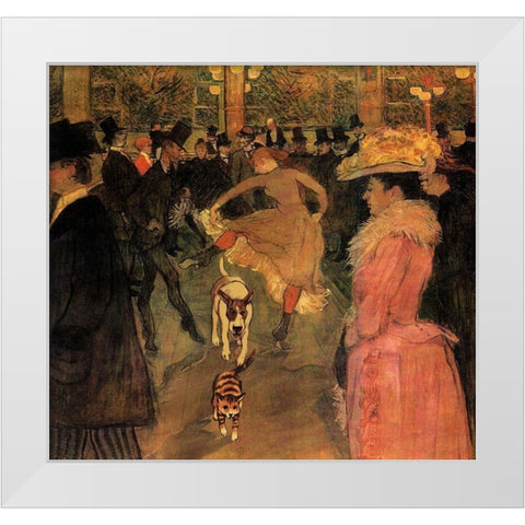 Toulouse-Lautrec Dog White Modern Wood Framed Art Print by Chameleon Design, Inc.