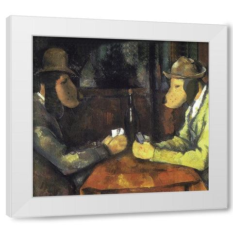 Poker Playing Dogs White Modern Wood Framed Art Print by Chameleon Design, Inc.