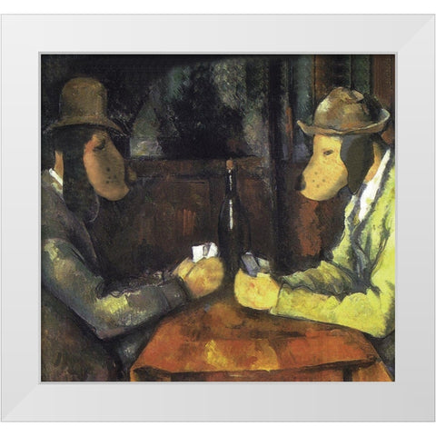 Poker Playing Dogs White Modern Wood Framed Art Print by Chameleon Design, Inc.