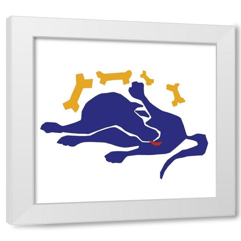 Matisse Dog White Modern Wood Framed Art Print by Chameleon Design, Inc.