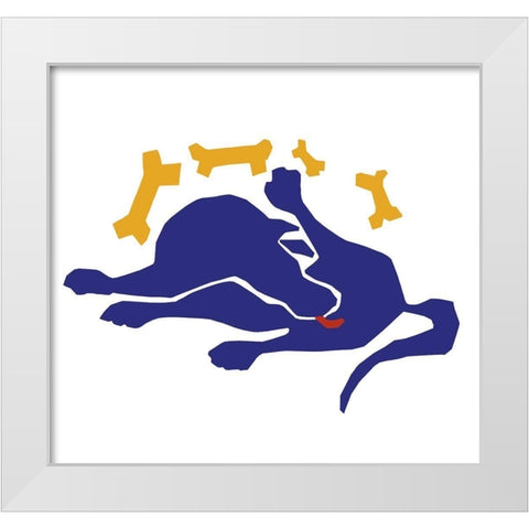 Matisse Dog White Modern Wood Framed Art Print by Chameleon Design, Inc.