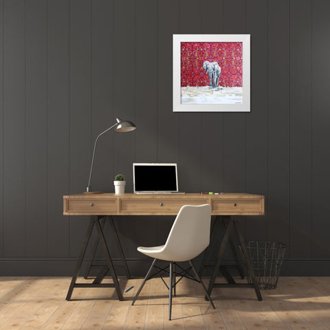 Elephant White Modern Wood Framed Art Print by Clumeck, Alana