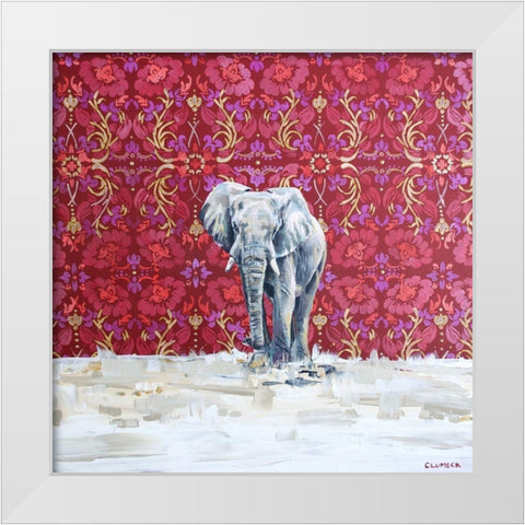 Elephant White Modern Wood Framed Art Print by Clumeck, Alana