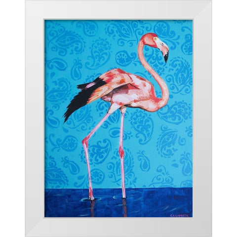 Flamingo White Modern Wood Framed Art Print by Clumeck, Alana