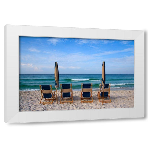 Beach Chairs White Modern Wood Framed Art Print by Cannon, George