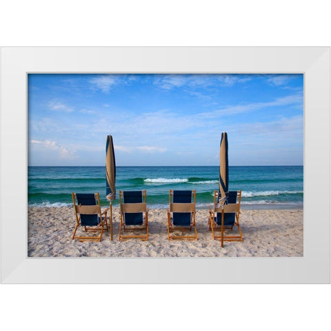 Beach Chairs White Modern Wood Framed Art Print by Cannon, George