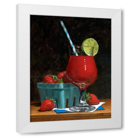 Strawberry Daquiri White Modern Wood Framed Art Print by Casey, Todd M.