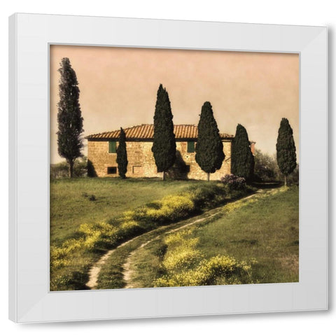 Tuscan Farmhouse White Modern Wood Framed Art Print by Carmel, Elizabeth
