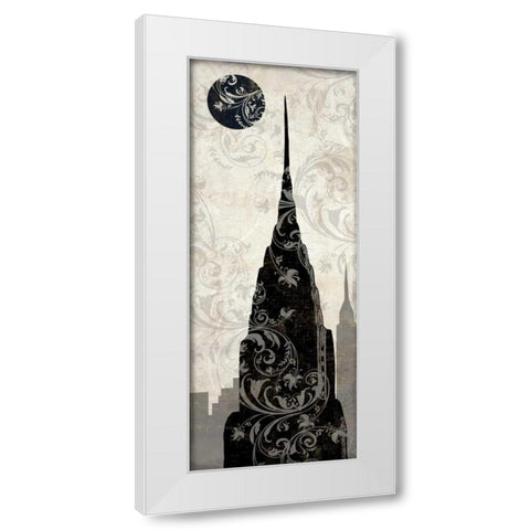 Moon over New York White Modern Wood Framed Art Print by Color Bakery