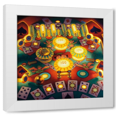 Hi Lo Pin Ball White Modern Wood Framed Art Print by Colletta, TR