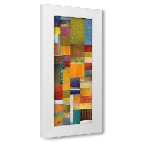 Color Panels with Olives Stripes White Modern Wood Framed Art Print by Calkins, Michelle