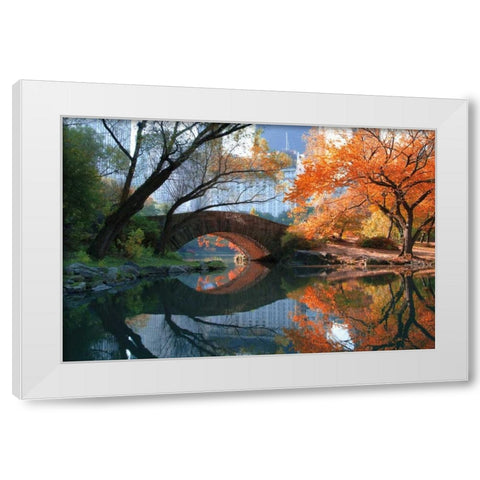 Gapstow Bridge Fall White Modern Wood Framed Art Print by Chen, Michael