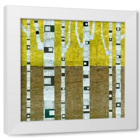 Fall Birches White Modern Wood Framed Art Print by Calkins, Michelle