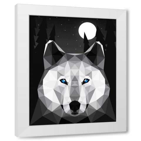 Tundra Wolf White Modern Wood Framed Art Print by Davies Babies