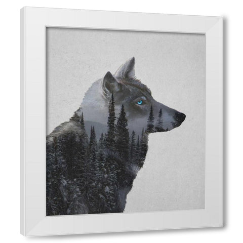 Winter Wolf White Modern Wood Framed Art Print by Davies Babies