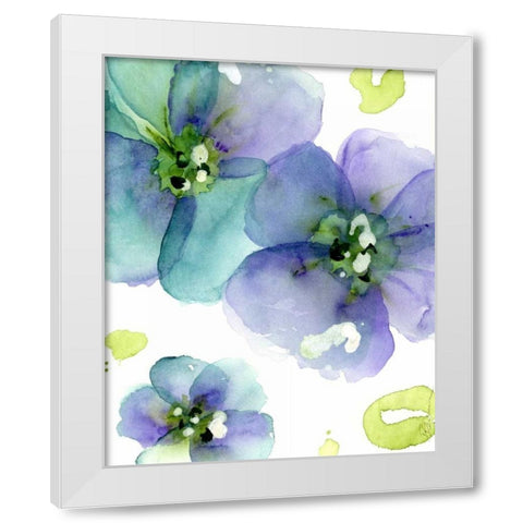 Blue Flowers White Modern Wood Framed Art Print by Derman, Dawn