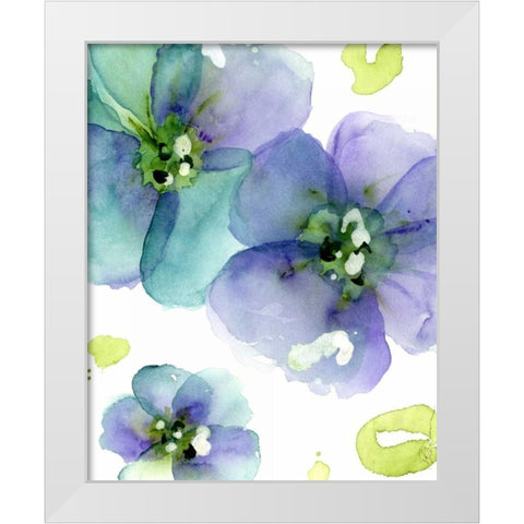 Blue Flowers White Modern Wood Framed Art Print by Derman, Dawn