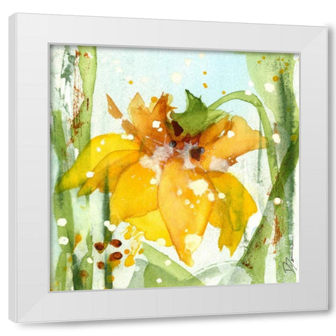 Daffodil White Modern Wood Framed Art Print by Derman, Dawn