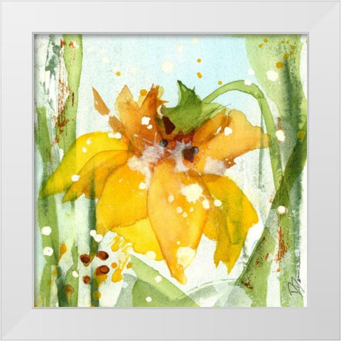 Daffodil White Modern Wood Framed Art Print by Derman, Dawn