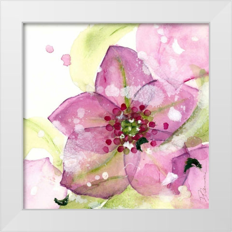 Pink Flower in the Snow White Modern Wood Framed Art Print by Derman, Dawn