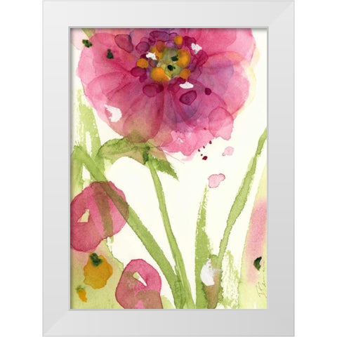 Pink Wildflower White Modern Wood Framed Art Print by Derman, Dawn