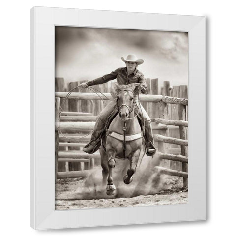 Ride â€˜Em Cowgirl White Modern Wood Framed Art Print by Dearing, Lisa