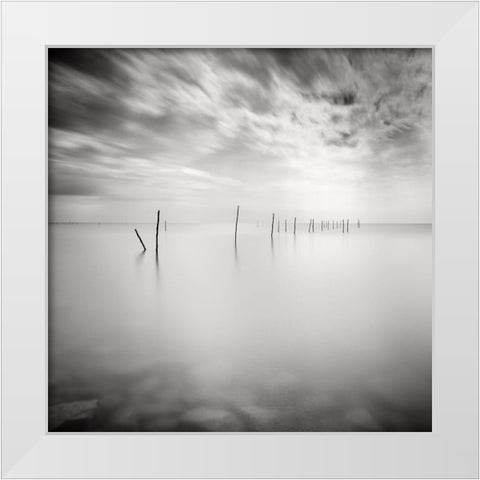 Twenty Two Sticks White Modern Wood Framed Art Print by Dragt, Wilco
