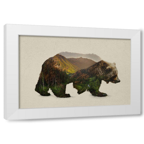 North American Brown Bear White Modern Wood Framed Art Print by Davies Babies
