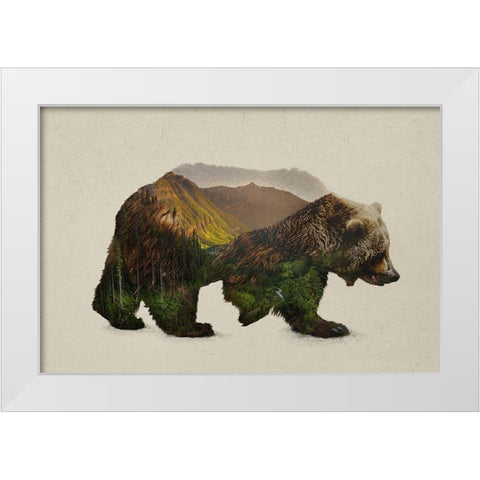 North American Brown Bear White Modern Wood Framed Art Print by Davies Babies