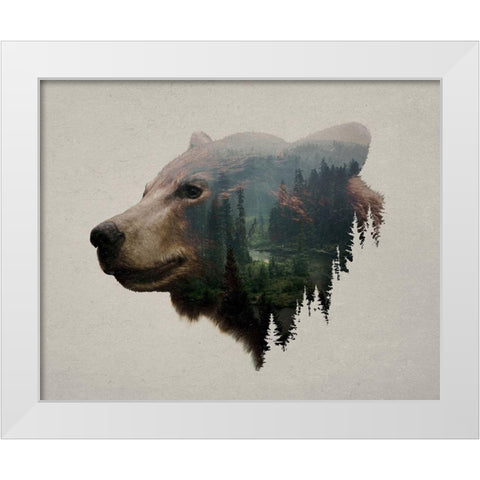 Pacific Northwest Black Bear White Modern Wood Framed Art Print by Davies Babies